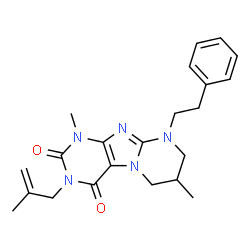 ChemSpider 2D Image | 1,7-Dimethyl-3-(2-methyl-2-propen-1-yl)-9-(2-phenylethyl)-6,7,8,9-tetrahydropyrimido[2,1-f]purine-2,4(1H,3H)-dione | C22H27N5O2