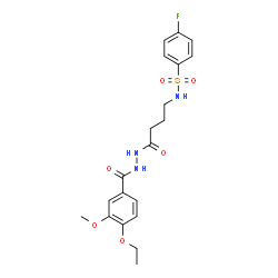 ChemSpider 2D Image | N-{4-[2-(4-Ethoxy-3-methoxybenzoyl)hydrazino]-4-oxobutyl}-4-fluorobenzenesulfonamide | C20H24FN3O6S