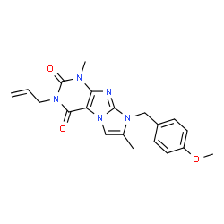 ChemSpider 2D Image | 3-Allyl-8-(4-methoxy-benzyl)-1,7-dimethyl-1H,8H-imidazo[2,1-f]purine-2,4-dione | C20H21N5O3