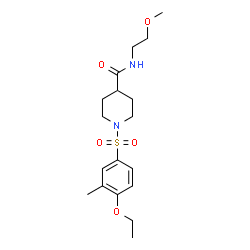 ChemSpider 2D Image | 1-[(4-Ethoxy-3-methylphenyl)sulfonyl]-N-(2-methoxyethyl)-4-piperidinecarboxamide | C18H28N2O5S