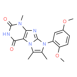 ChemSpider 2D Image | 8-(2,5-Dimethoxyphenyl)-1,6,7-trimethyl-1H-imidazo[2,1-f]purine-2,4(3H,8H)-dione | C18H19N5O4