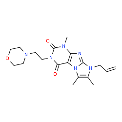 ChemSpider 2D Image | 8-Allyl-1,6,7-trimethyl-3-[2-(4-morpholinyl)ethyl]-1H-imidazo[2,1-f]purine-2,4(3H,8H)-dione | C19H26N6O3