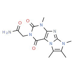ChemSpider 2D Image | 2-(1,6,7,8-Tetramethyl-2,4-dioxo-1,2,4,8-tetrahydro-3H-imidazo[2,1-f]purin-3-yl)acetamide | C13H16N6O3