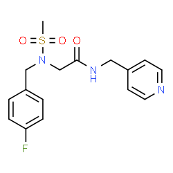 ChemSpider 2D Image | N~2~-(4-Fluorobenzyl)-N~2~-(methylsulfonyl)-N-(4-pyridinylmethyl)glycinamide | C16H18FN3O3S