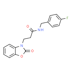 ChemSpider 2D Image | N-(4-Fluorobenzyl)-3-(2-oxo-1,3-benzoxazol-3(2H)-yl)propanamide | C17H15FN2O3
