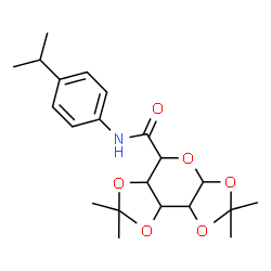 ChemSpider 2D Image | N-(4-Isopropylphenyl)-2,2,7,7-tetramethyltetrahydro-3aH-bis[1,3]dioxolo[4,5-b:4',5'-d]pyran-5-carboxamide | C21H29NO6
