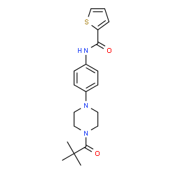 ChemSpider 2D Image | N-{4-[4-(2,2-Dimethylpropanoyl)-1-piperazinyl]phenyl}-2-thiophenecarboxamide | C20H25N3O2S
