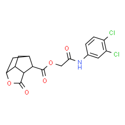 ChemSpider 2D Image | 2-[(3,4-Dichlorophenyl)amino]-2-oxoethyl 5-oxo-4-oxatricyclo[4.2.1.0~3,7~]nonane-9-carboxylate | C17H15Cl2NO5