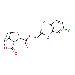 ChemSpider 2D Image | 2-[(2,5-Dichlorophenyl)amino]-2-oxoethyl 5-oxo-4-oxatricyclo[4.2.1.0~3,7~]nonane-9-carboxylate | C17H15Cl2NO5
