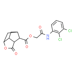 ChemSpider 2D Image | 2-[(2,3-Dichlorophenyl)amino]-2-oxoethyl 5-oxo-4-oxatricyclo[4.2.1.0~3,7~]nonane-9-carboxylate | C17H15Cl2NO5