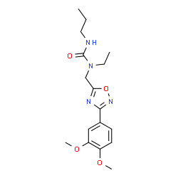 ChemSpider 2D Image | 1-{[3-(3,4-Dimethoxyphenyl)-1,2,4-oxadiazol-5-yl]methyl}-1-ethyl-3-propylurea | C17H24N4O4
