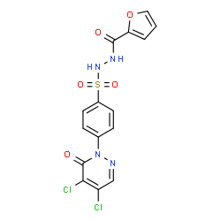 ChemSpider 2D Image | N'-{[4-(4,5-Dichloro-6-oxo-1(6H)-pyridazinyl)phenyl]sulfonyl}-2-furohydrazide | C15H10Cl2N4O5S
