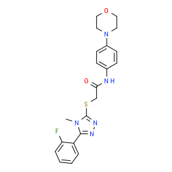 ChemSpider 2D Image | 2-{[5-(2-Fluorophenyl)-4-methyl-4H-1,2,4-triazol-3-yl]sulfanyl}-N-[4-(4-morpholinyl)phenyl]acetamide | C21H22FN5O2S