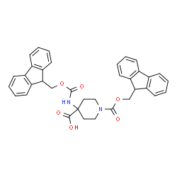 ChemSpider 2D Image | 1-[(9H-Fluoren-9-ylmethoxy)carbonyl]-4-{[(9H-fluoren-9-ylmethoxy)carbonyl]amino}-4-piperidinecarboxylic acid | C36H32N2O6