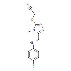 ChemSpider 2D Image | [(5-{[(4-Chlorophenyl)amino]methyl}-4-methyl-4H-1,2,4-triazol-3-yl)sulfanyl]acetonitrile | C12H12ClN5S