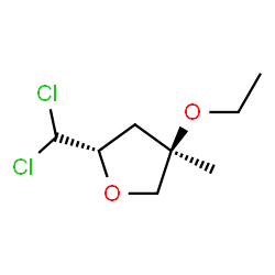 ChemSpider 2D Image | 1,4-Anhydro-5,5-dichloro-3,5-dideoxy-2-O-ethyl-2-C-methyl-D-erythro-pentitol | C8H14Cl2O2