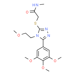 ChemSpider 2D Image | 2-{[4-(2-Methoxyethyl)-5-(3,4,5-trimethoxyphenyl)-4H-1,2,4-triazol-3-yl]sulfanyl}-N-methylacetamide | C17H24N4O5S