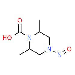 ChemSpider 2D Image | 2,6-Dimethyl-4-nitroso-1-piperazinecarboxylic acid | C7H13N3O3