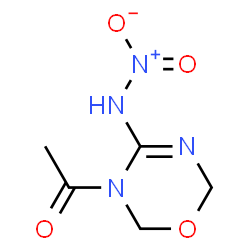 ChemSpider 2D Image | 1-[4-(Nitroamino)-2H-1,3,5-oxadiazin-3(6H)-yl]ethanone | C5H8N4O4