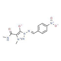 ChemSpider 2D Image | 3-Methyl-4-(methylcarbamoyl)-1-[(E)-(4-nitrobenzylidene)amino]-1H-1,2,3-triazol-3-ium-5-olate | C12H12N6O4