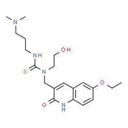ChemSpider 2D Image | 3-[3-(Dimethylamino)propyl]-1-[(6-ethoxy-2-oxo-1,2-dihydro-3-quinolinyl)methyl]-1-(2-hydroxyethyl)thiourea | C20H30N4O3S