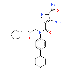 ChemSpider 2D Image | 4-Amino-N~5~-(4-cyclohexylphenyl)-N~5~-[2-(cyclopentylamino)-2-oxoethyl]-1,2-thiazole-3,5-dicarboxamide | C24H31N5O3S