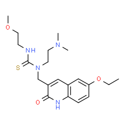 ChemSpider 2D Image | 1-[2-(Dimethylamino)ethyl]-1-[(6-ethoxy-2-oxo-1,2-dihydro-3-quinolinyl)methyl]-3-(2-methoxyethyl)thiourea | C20H30N4O3S