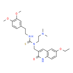 ChemSpider 2D Image | 3-[2-(3,4-Dimethoxyphenyl)ethyl]-1-[2-(dimethylamino)ethyl]-1-[(6-ethoxy-2-oxo-1,2-dihydro-3-quinolinyl)methyl]thiourea | C27H36N4O4S