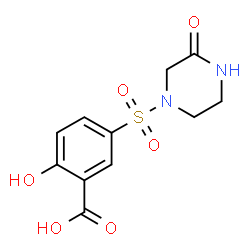 ChemSpider 2D Image | 2-Hydroxy-5-[(3-oxo-1-piperazinyl)sulfonyl]benzoic acid | C11H12N2O6S