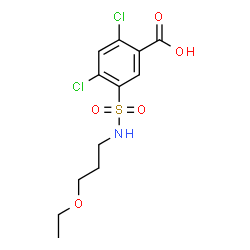 ChemSpider 2D Image | 2,4-Dichloro-5-[(3-ethoxypropyl)sulfamoyl]benzoic acid | C12H15Cl2NO5S
