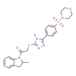ChemSpider 2D Image | 1-(2-Methyl-2,3-dihydro-indol-1-yl)-2-{4-methyl-5-[4-(morpholine-4-sulfonyl)-phenyl]-4H-[1,2,4]triazol-3-ylsulfanyl}-ethanone | C24H27N5O4S2