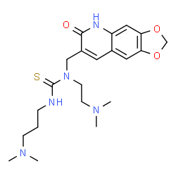 ChemSpider 2D Image | 1-[2-(Dimethylamino)ethyl]-3-[3-(dimethylamino)propyl]-1-[(6-oxo-5,6-dihydro[1,3]dioxolo[4,5-g]quinolin-7-yl)methyl]thiourea | C21H31N5O3S