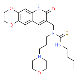 ChemSpider 2D Image | 3-Butyl-1-[3-(4-morpholinyl)propyl]-1-[(7-oxo-2,3,6,7-tetrahydro[1,4]dioxino[2,3-g]quinolin-8-yl)methyl]thiourea | C24H34N4O4S