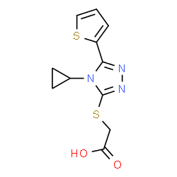 ChemSpider 2D Image | {[4-Cyclopropyl-5-(2-thienyl)-4H-1,2,4-triazol-3-yl]sulfanyl}acetic acid | C11H11N3O2S2