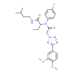 ChemSpider 2D Image | 2-[{[5-(3,4-Dimethoxyphenyl)-2H-tetrazol-2-yl]acetyl}(4-fluorophenyl)amino]-N-(3-methylbutyl)butanamide | C26H33FN6O4