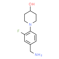 ChemSpider 2D Image | 1-[4-(Aminomethyl)-2-fluorophenyl]-4-piperidinol | C12H17FN2O