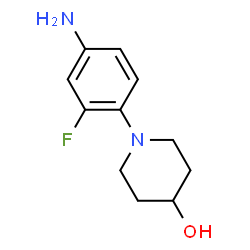 ChemSpider 2D Image | 1-(4-Amino-2-fluorophenyl)-4-piperidinol | C11H15FN2O
