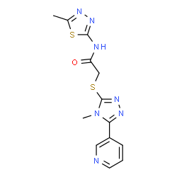 ChemSpider 2D Image | 2-{[4-Methyl-5-(3-pyridinyl)-4H-1,2,4-triazol-3-yl]sulfanyl}-N-(5-methyl-1,3,4-thiadiazol-2-yl)acetamide | C13H13N7OS2