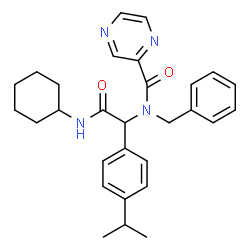 ChemSpider 2D Image | N-Benzyl-N-[2-(cyclohexylamino)-1-(4-isopropylphenyl)-2-oxoethyl]-2-pyrazinecarboxamide | C29H34N4O2