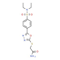 ChemSpider 2D Image | 2-({5-[4-(Diethylsulfamoyl)phenyl]-1,3,4-oxadiazol-2-yl}sulfanyl)acetamide | C14H18N4O4S2