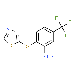 ChemSpider 2D Image | 2-(1,3,4-Thiadiazol-2-ylsulfanyl)-5-(trifluoromethyl)aniline | C9H6F3N3S2