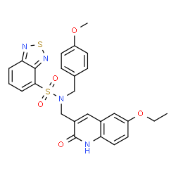 ChemSpider 2D Image | N-[(6-Ethoxy-2-oxo-1,2-dihydro-3-quinolinyl)methyl]-N-(4-methoxybenzyl)-2,1,3-benzothiadiazole-4-sulfonamide | C26H24N4O5S2