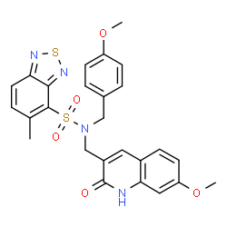 ChemSpider 2D Image | N-(4-Methoxybenzyl)-N-[(7-methoxy-2-oxo-1,2-dihydro-3-quinolinyl)methyl]-5-methyl-2,1,3-benzothiadiazole-4-sulfonamide | C26H24N4O5S2