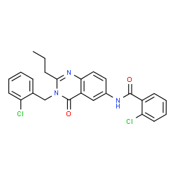ChemSpider 2D Image | 2-Chloro-N-[3-(2-chlorobenzyl)-4-oxo-2-propyl-3,4-dihydro-6-quinazolinyl]benzamide | C25H21Cl2N3O2