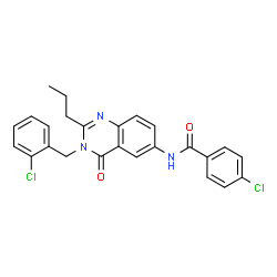 ChemSpider 2D Image | 4-Chloro-N-[3-(2-chlorobenzyl)-4-oxo-2-propyl-3,4-dihydro-6-quinazolinyl]benzamide | C25H21Cl2N3O2