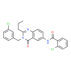 ChemSpider 2D Image | 2-Chloro-N-[3-(3-chlorobenzyl)-4-oxo-2-propyl-3,4-dihydro-6-quinazolinyl]benzamide | C25H21Cl2N3O2