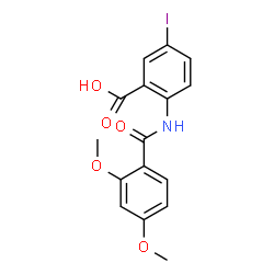 ChemSpider 2D Image | 2-[(2,4-Dimethoxybenzoyl)amino]-5-iodobenzoic acid | C16H14INO5