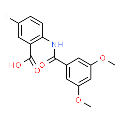 ChemSpider 2D Image | 2-[(3,5-Dimethoxybenzoyl)amino]-5-iodobenzoic acid | C16H14INO5