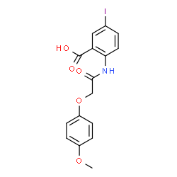 ChemSpider 2D Image | 5-Iodo-2-{[(4-methoxyphenoxy)acetyl]amino}benzoic acid | C16H14INO5
