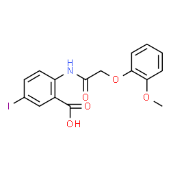 ChemSpider 2D Image | 5-Iodo-2-{[(2-methoxyphenoxy)acetyl]amino}benzoic acid | C16H14INO5